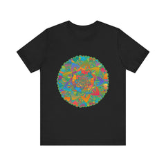  Peaceful and tranquil mandala tee with a soothing color palette and intricate patterns