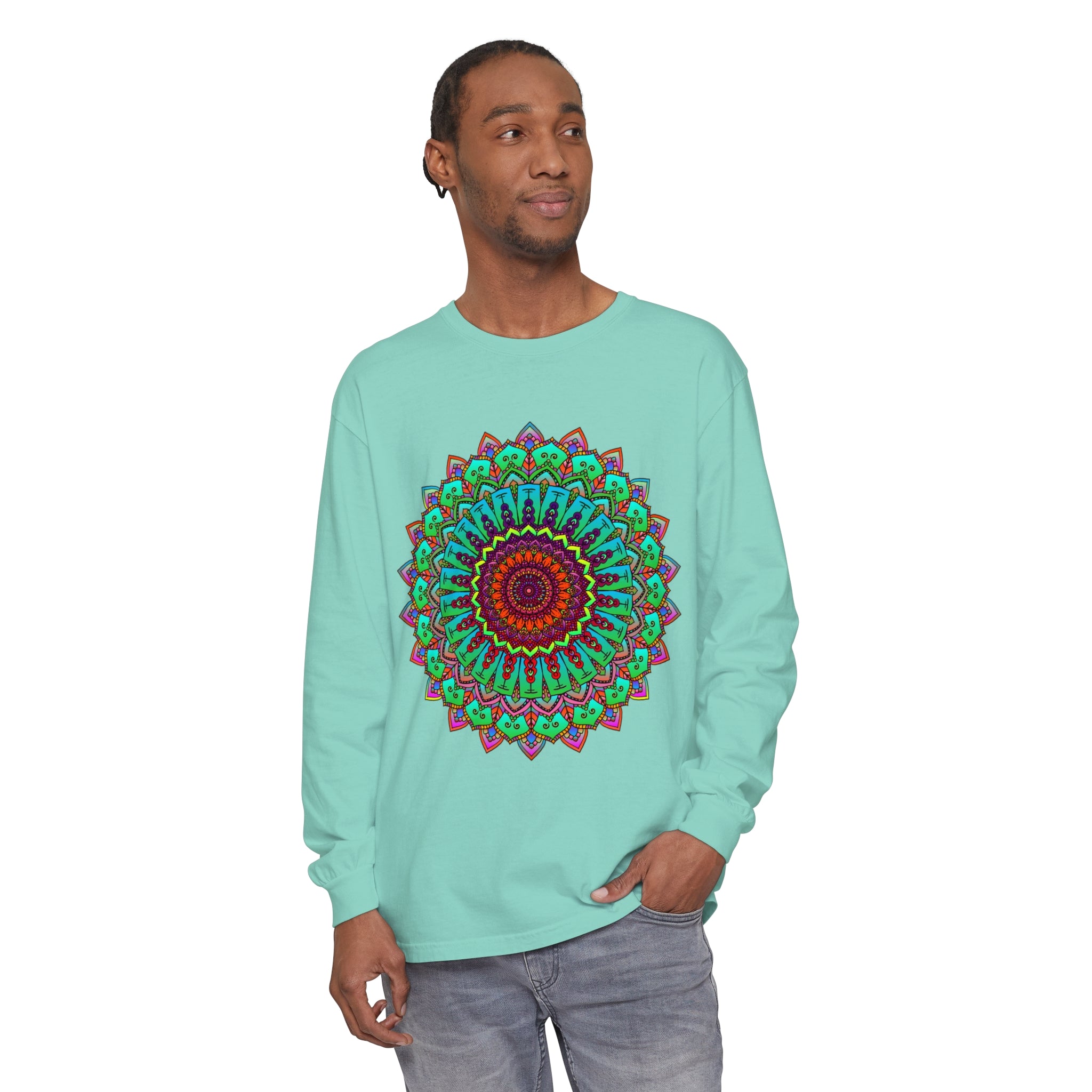 Vibrant Mandala Long Sleeve T-Shirt - Spiritual Art 67