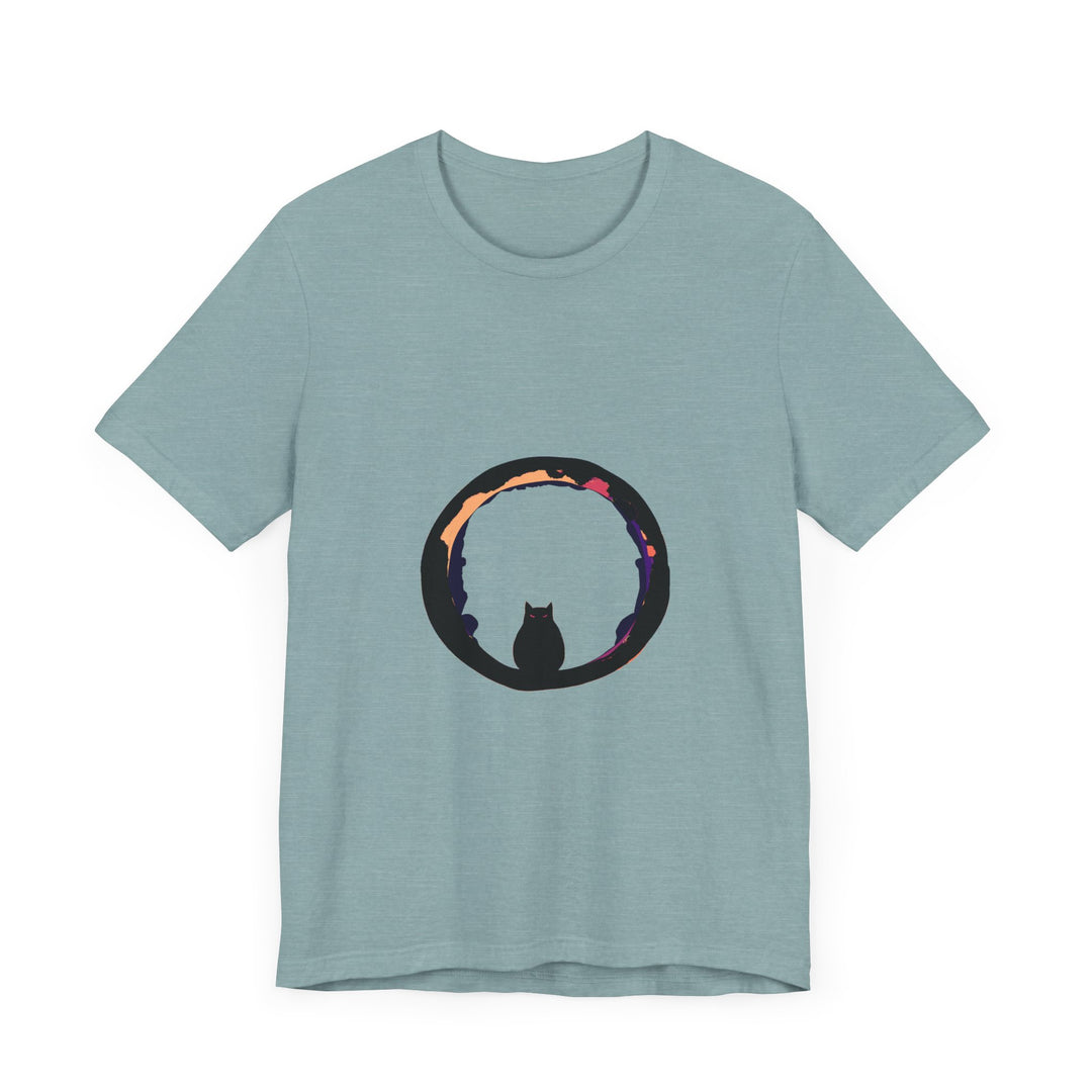 Black Cat Mystery Moon T-Shirt featuring a spooky and stylish design