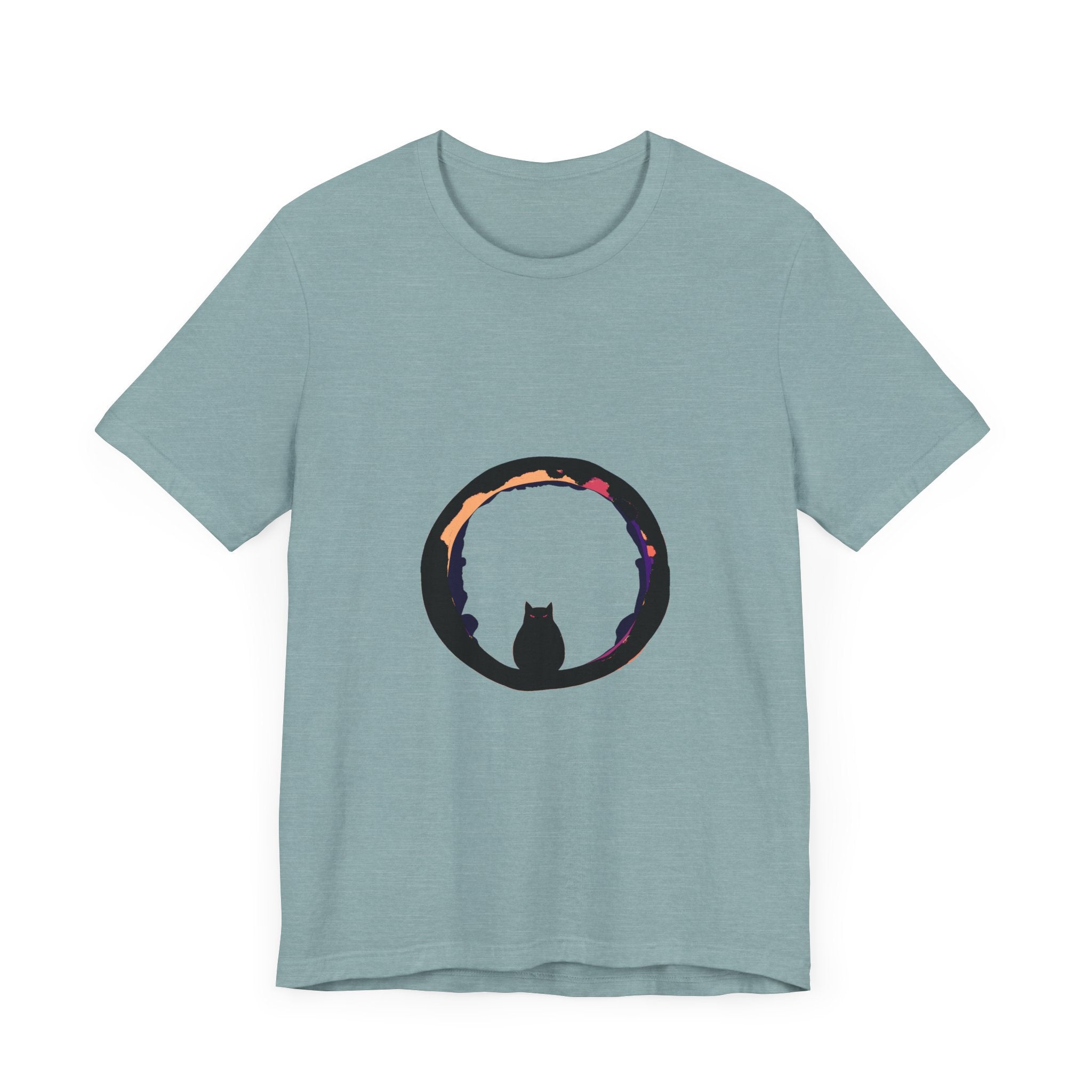 Black Cat Mystery Moon T-Shirt featuring a spooky and stylish design