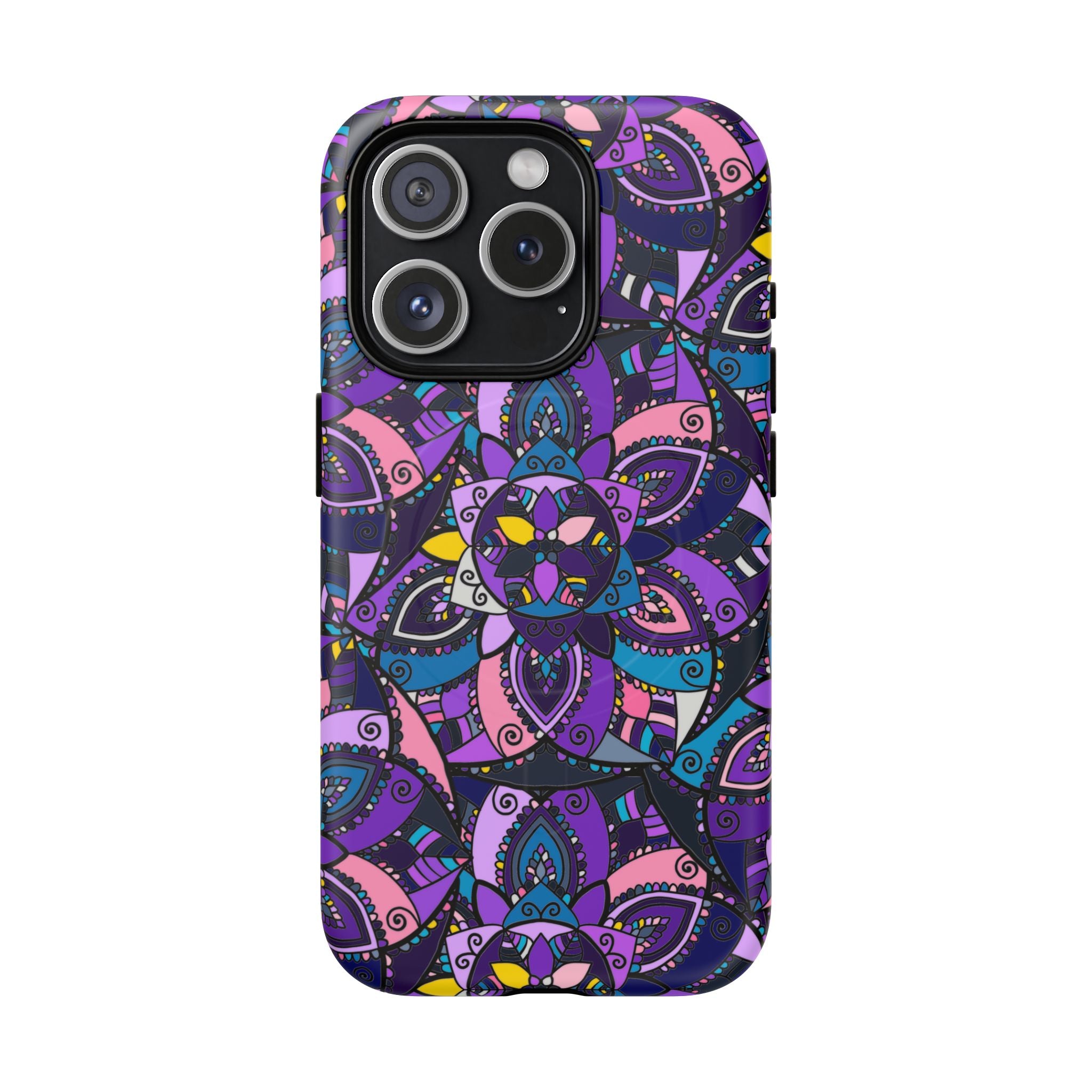 Magnetic Phone Case — Purple Mandala Floral Tough Case