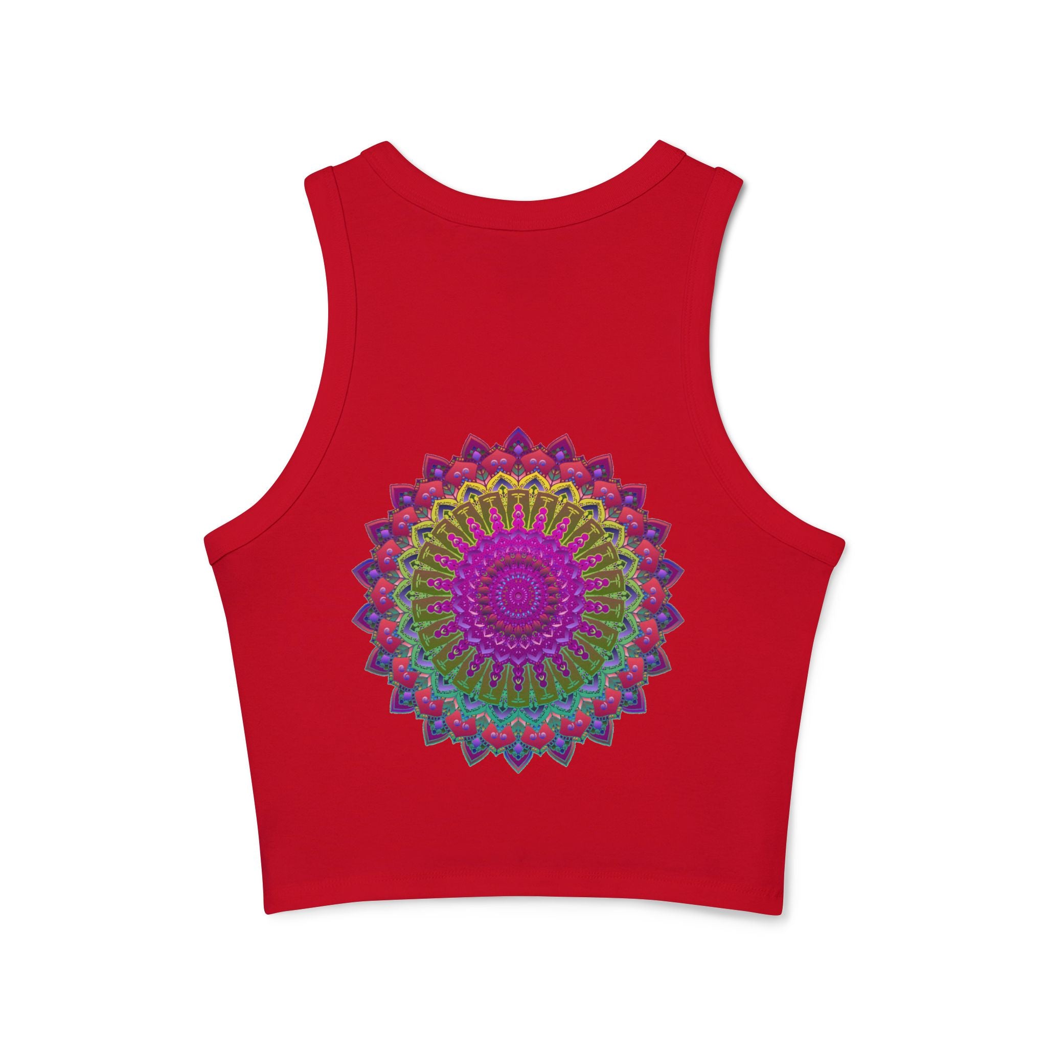 Colorful mandala racerback tank top with vibrant design and comfortable fit