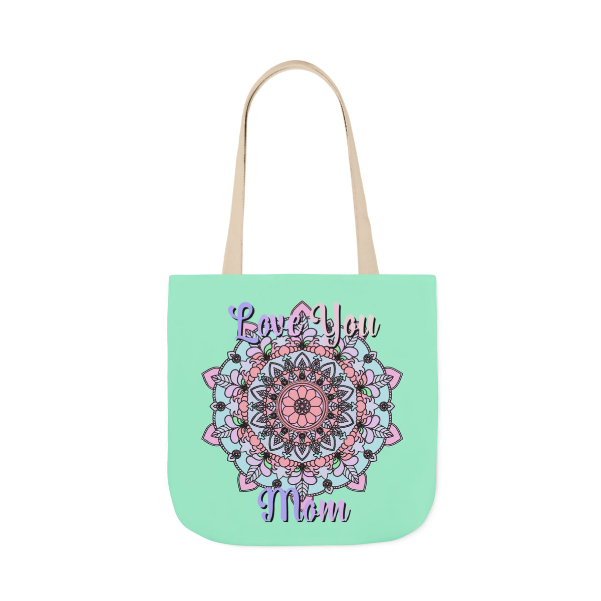 Mandala 'Love You Mom' Canvas Tote — Floral Mother's Day Gift Bag