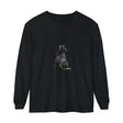 Black Cat Mystique Long Sleeve T-Shirt in black, featuring a stunning and mysterious feline design on the front