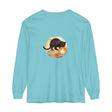 A black cat sits on a rooftop under the moon in a night sky, printed on a comfortable t-shirt