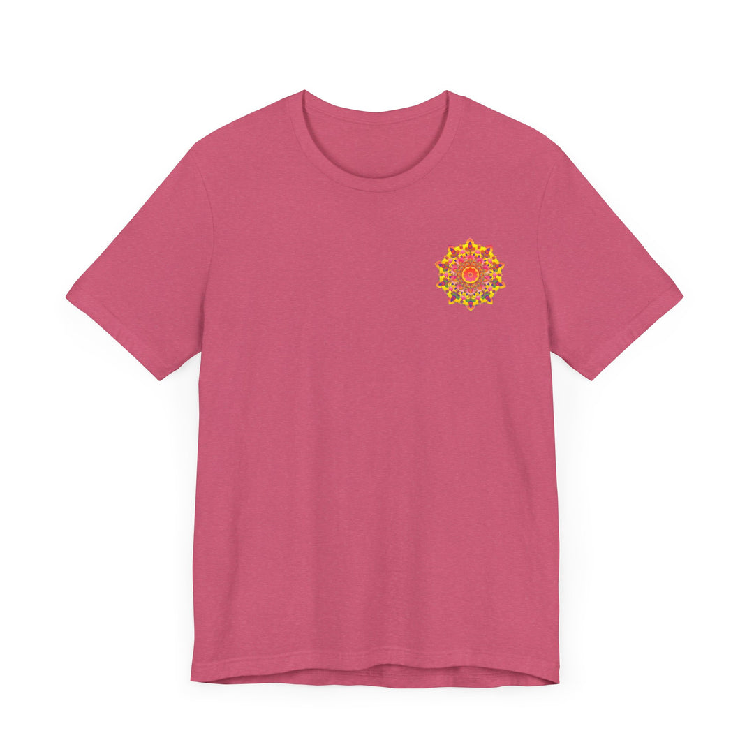 Colorful and intricately designed mandala tee with spiritual symbolism for peace and harmony