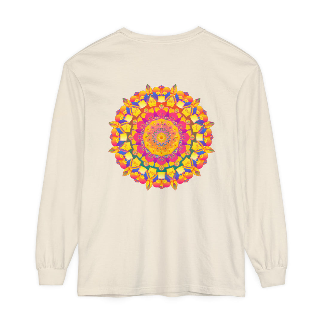 Colorful mandala long sleeve t-shirt featuring vibrant psychedelic art design