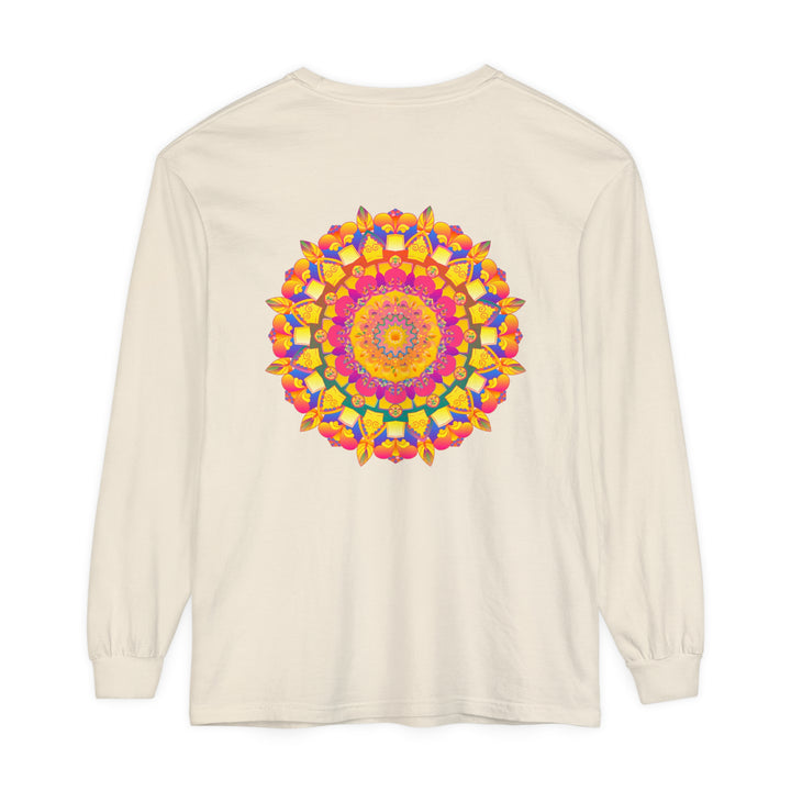 Colorful mandala long sleeve t-shirt featuring vibrant psychedelic art design