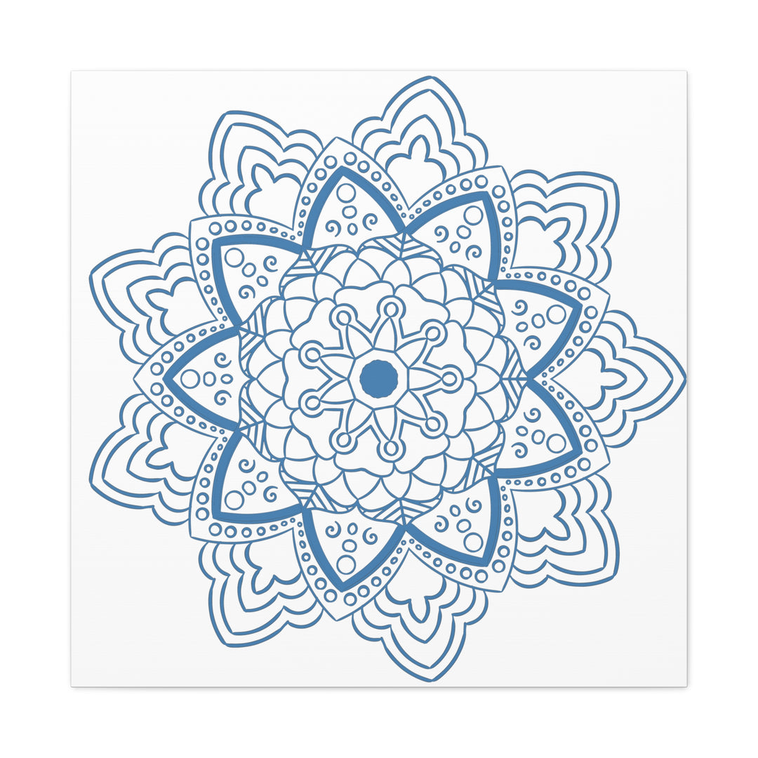 Handmade Mandala Art - Steel Blue Design Wall Art on Matte Canvas, Stretched, 125 - Unique Handcrafted Mandala Artwork