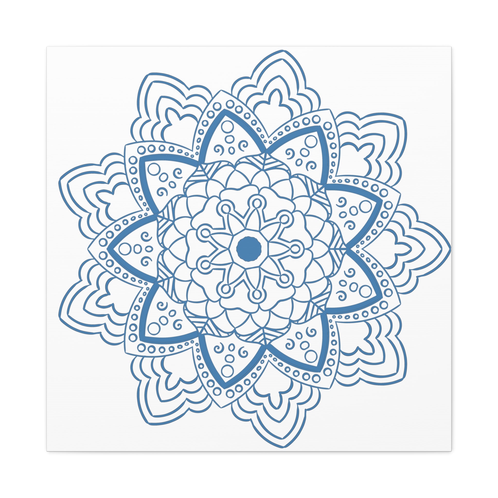 Handmade Mandala Art - Steel Blue Design Wall Art on Matte Canvas, Stretched, 125 - Unique Handcrafted Mandala Artwork