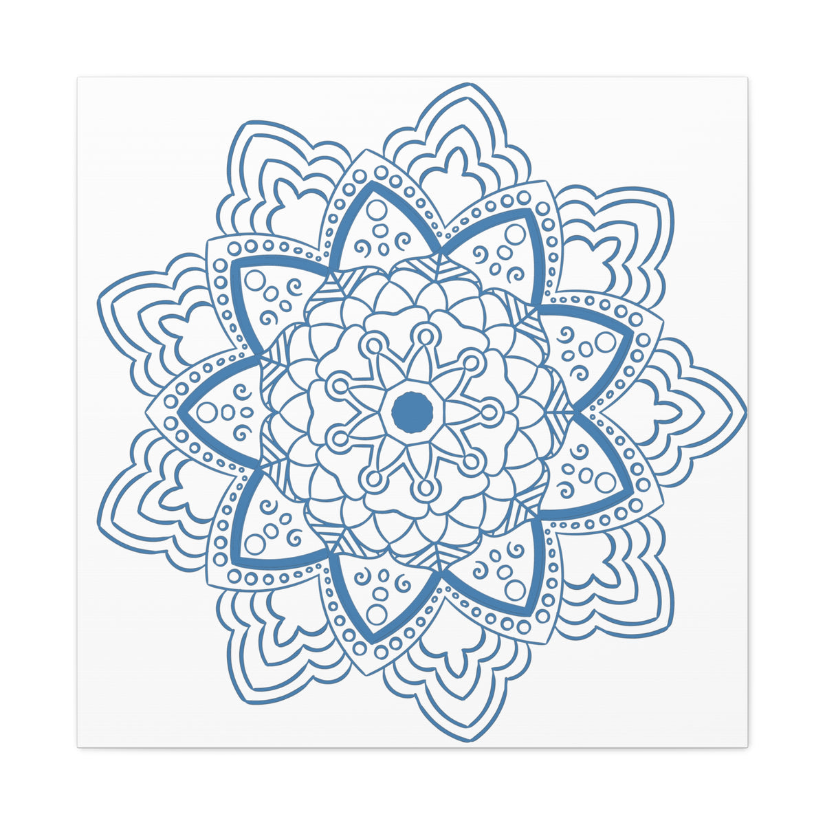 Handmade Mandala Art - Steel Blue Design Wall Art on Matte Canvas, Stretched, 125 - Unique Handcrafted Mandala Artwork