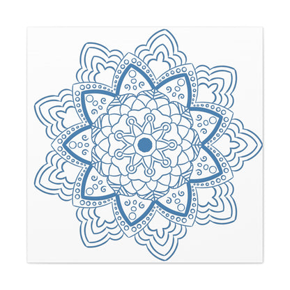 Handmade Mandala Art - Steel Blue Design Wall Art on Matte Canvas, Stretched, 125 - Unique Handcrafted Mandala Artwork