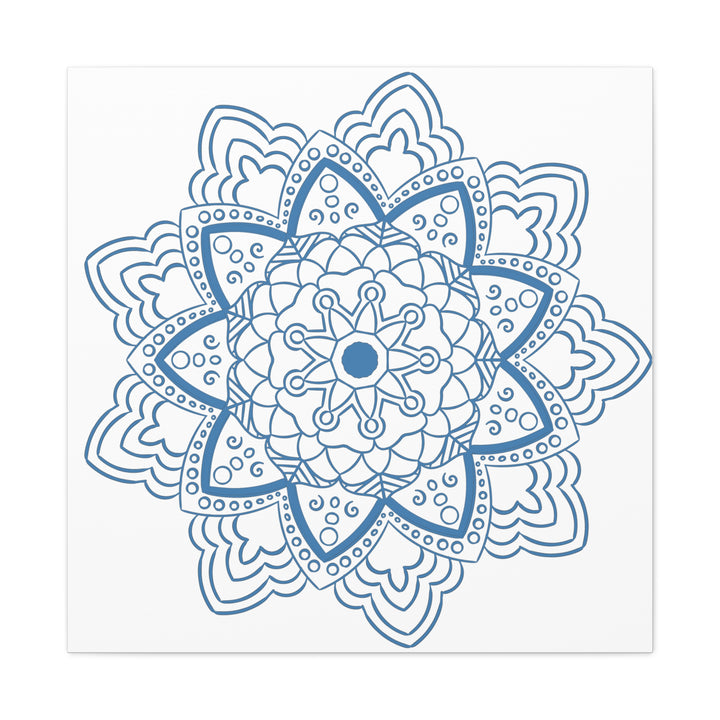 Handmade Mandala Art - Steel Blue Design Wall Art on Matte Canvas, Stretched, 125 - Unique Handcrafted Mandala Artwork