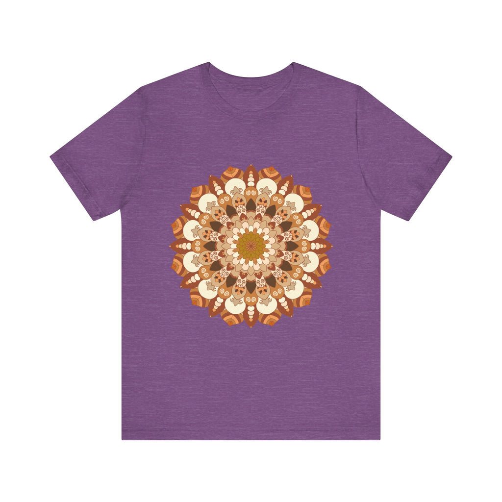 Beautiful brown and orange intricate mandala design tee shirt for women