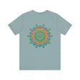 Vibrant Mandala Tee featuring intricate floral design in vibrant colors representing spiritual peace and harmony for a serene and calming effect