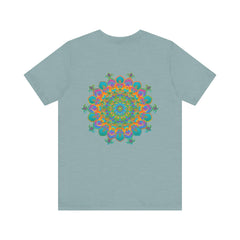 Vibrant Mandala Tee featuring intricate floral design in vibrant colors representing spiritual peace and harmony for a serene and calming effect