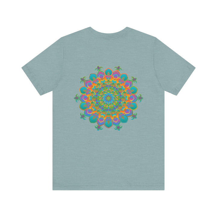 Vibrant Mandala Tee featuring intricate floral design in vibrant colors representing spiritual peace and harmony for a serene and calming effect