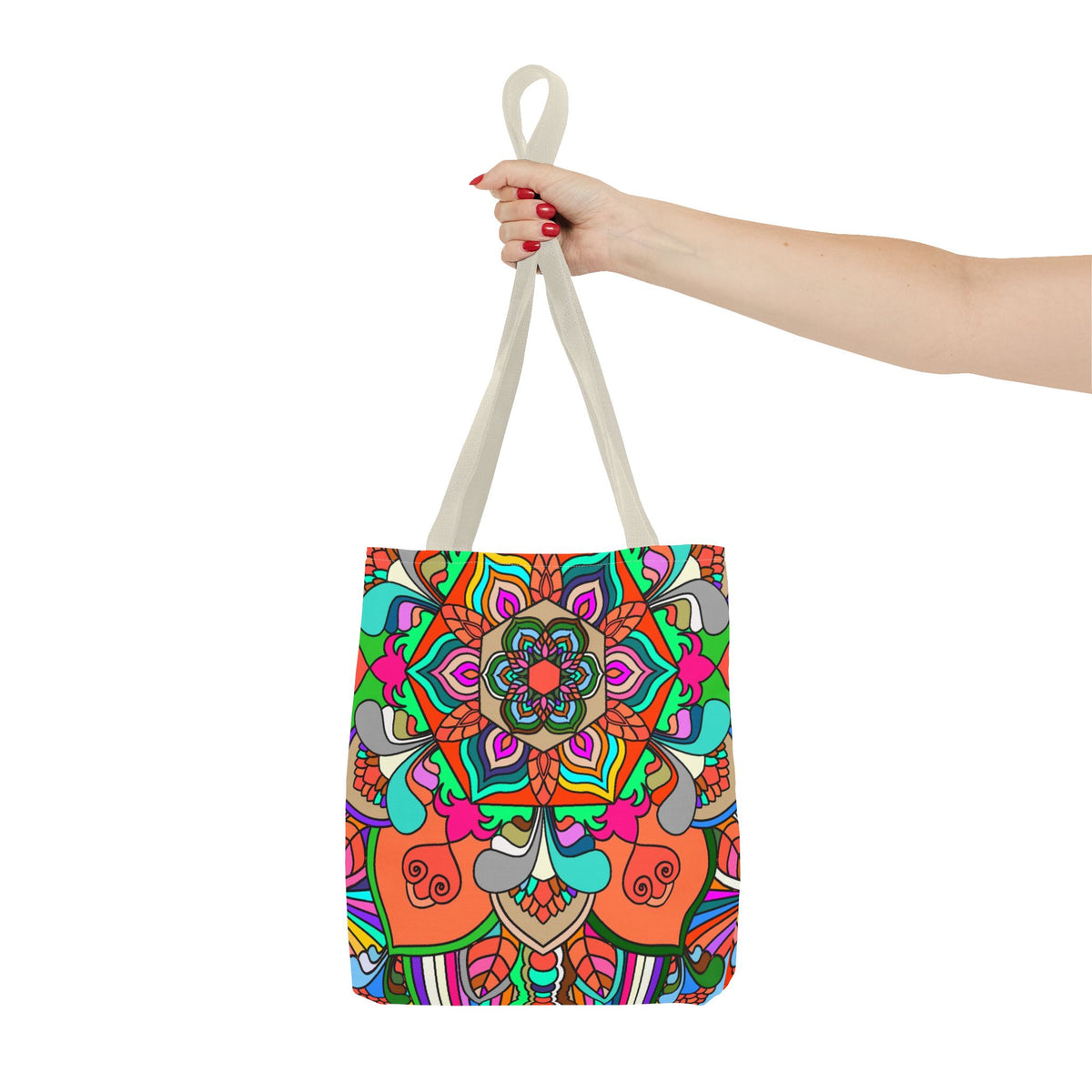 Colorful Mandala Tote Bag — Vibrant Boho All-Over Print Beach & Market Tote
