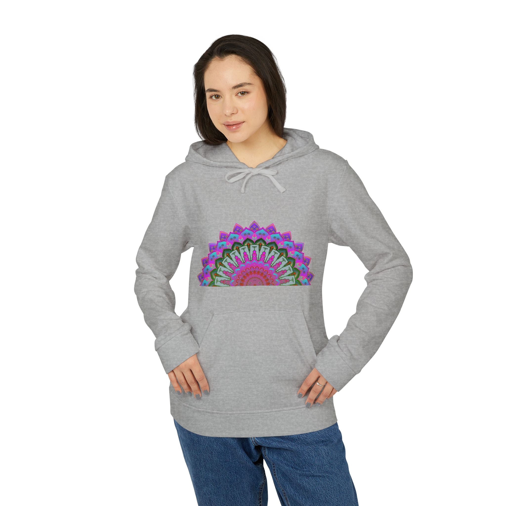 Blululi Adidas Mandala Fleece Hoodie, a cozy and stylish fleece hoodie with a colorful mandala design by Adidas