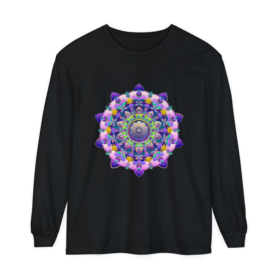 Vibrant Mandala Unisex Long Sleeve T-Shirt featuring intricate and colorful mandala design