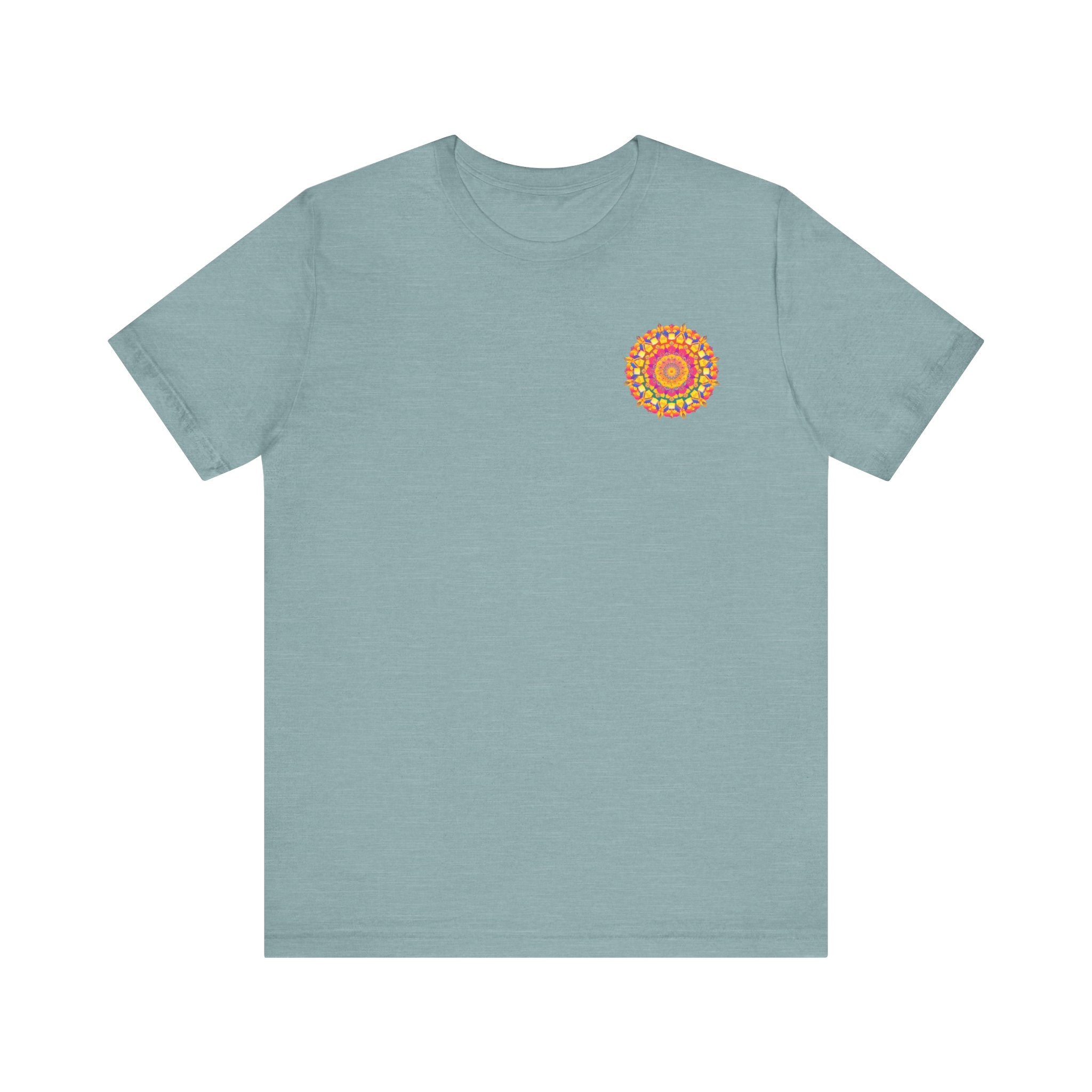 Colorful and intricate mandala design t-shirt promoting peace and harmony