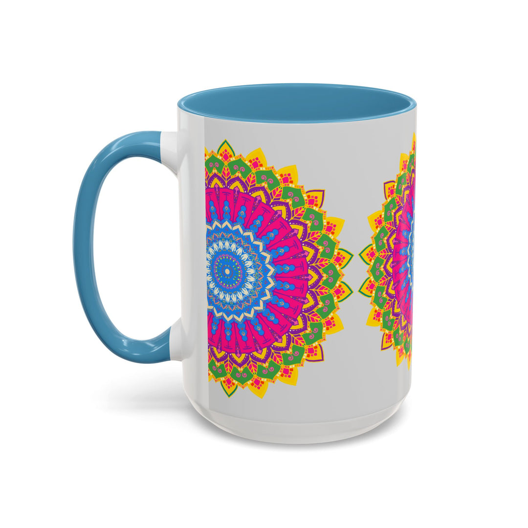 Beautiful and vibrant Mandala Art Mug with a colorful geometric design