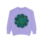 Teal and blue mandala sweatshirt with intricate and detailed design