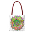 Vibrant and eye-catching mandala design printed on a stylish tote bag