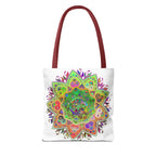 Vibrant and eye-catching mandala design printed on a stylish tote bag