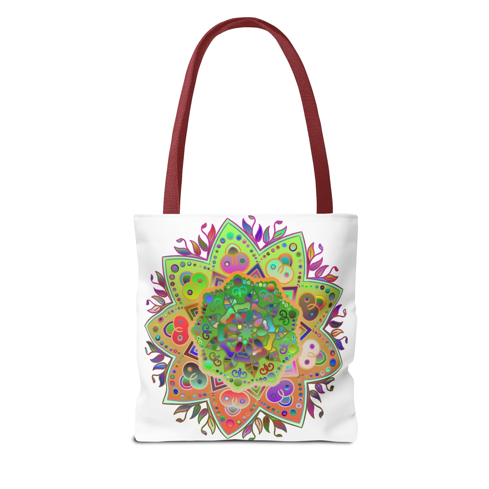 Vibrant and eye-catching mandala design printed on a stylish tote bag