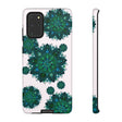 Beautiful light pink and green mandala phone case with a peaceful and intricate design