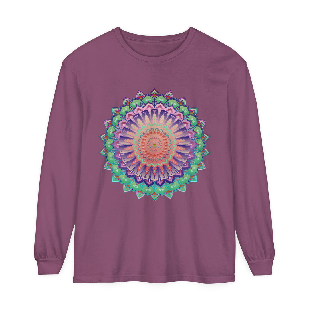 Mandala design long sleeve t-shirt in vibrant colors for all genders