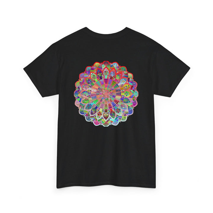 Colorful mandala art design on a heavy cotton unisex t-shirt for yoga and mindfulness practice