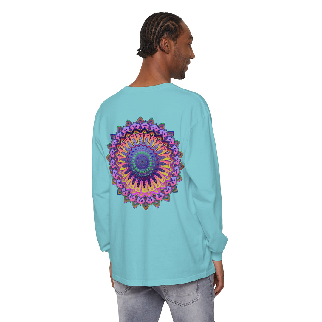 Intricate Mandala Unisex Long Sleeve T-Shirt featuring detailed mandala design in vibrant colors