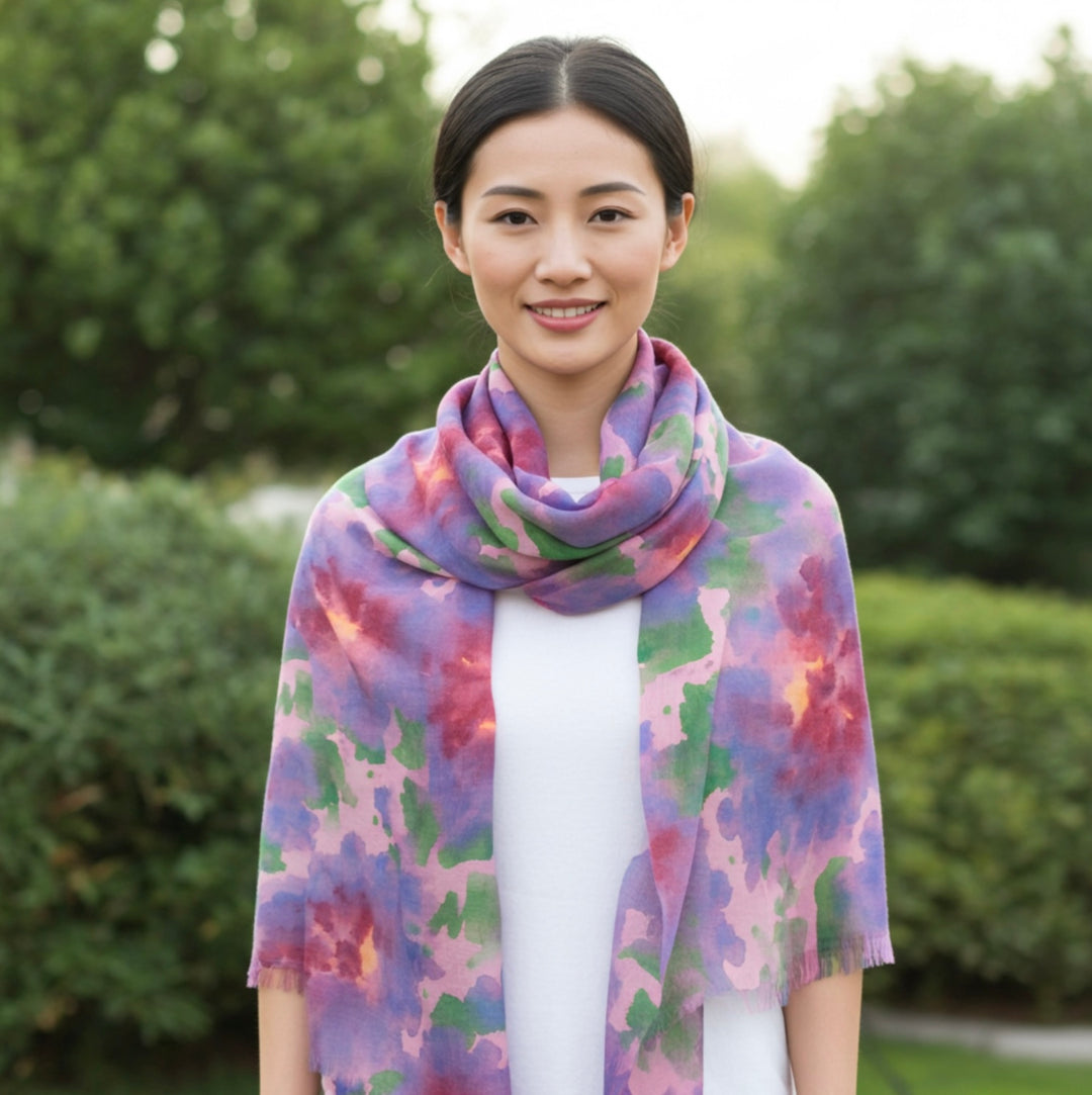 Light Watercolor Scarf – Soft Fashion Accessory for All Seasons