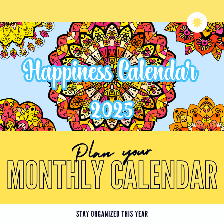 Monthly printable calendar 2025 with colorful floral designs