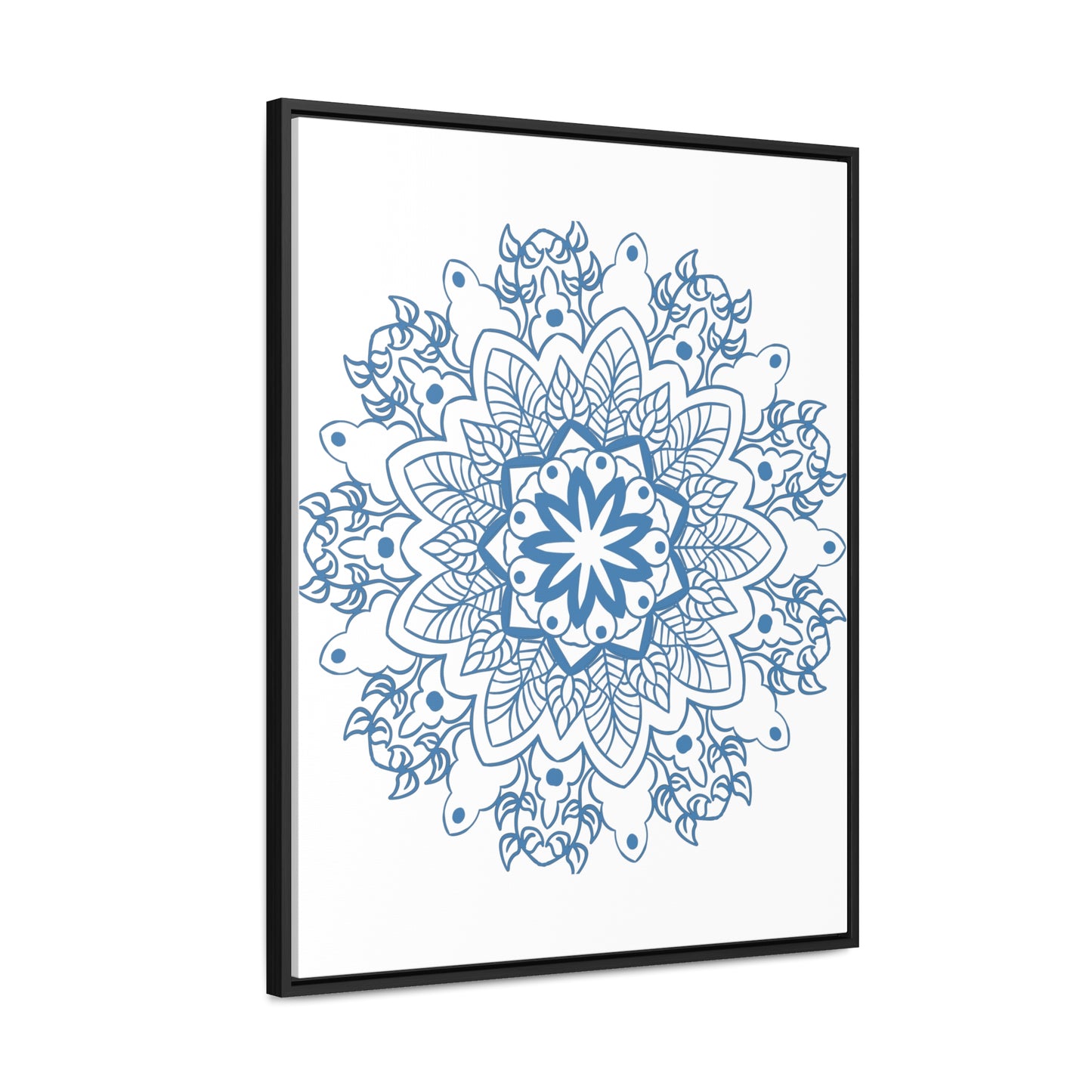 Handcrafted steel blue mandala design wall art on gallery canvas wraps