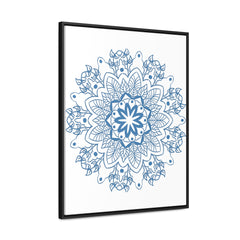 Handcrafted steel blue mandala design wall art on gallery canvas wraps