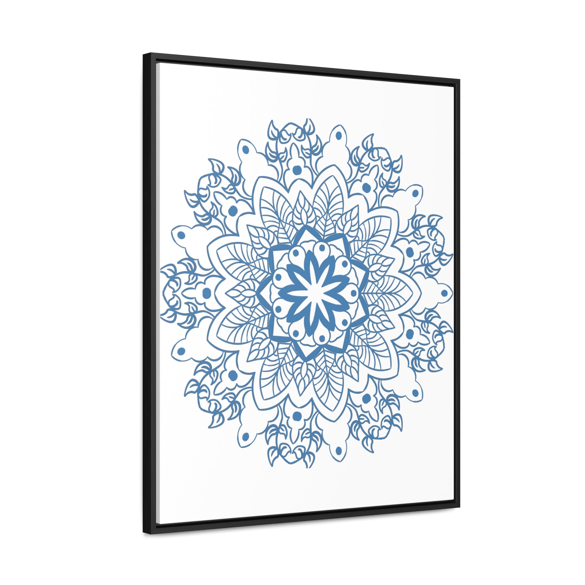 Handcrafted steel blue mandala design wall art on gallery canvas wraps