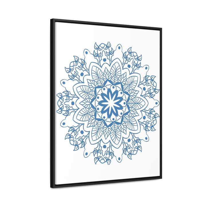 Handcrafted steel blue mandala design wall art on gallery canvas wraps