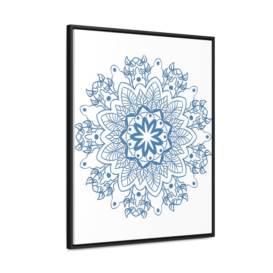 Handcrafted steel blue mandala design wall art on gallery canvas wraps