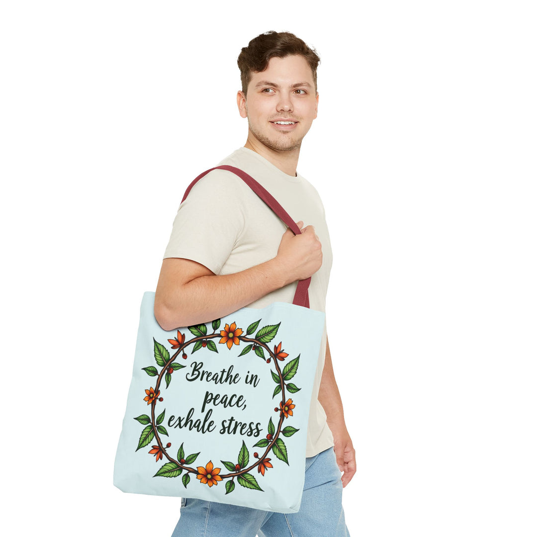 Beautiful and elegant Flower Crown Tote Bag - Serene Style displaying a serene and stylish design perfect for a day out at the beach or a casual outing with friends