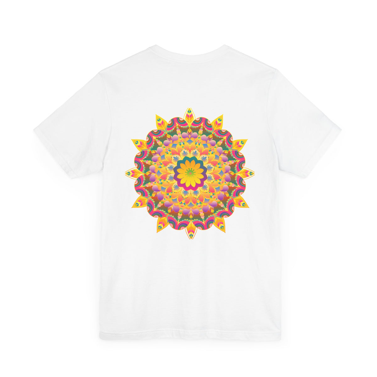 Vibrant Mandala Tee featuring intricate, colorful design symbolizing peace and harmony