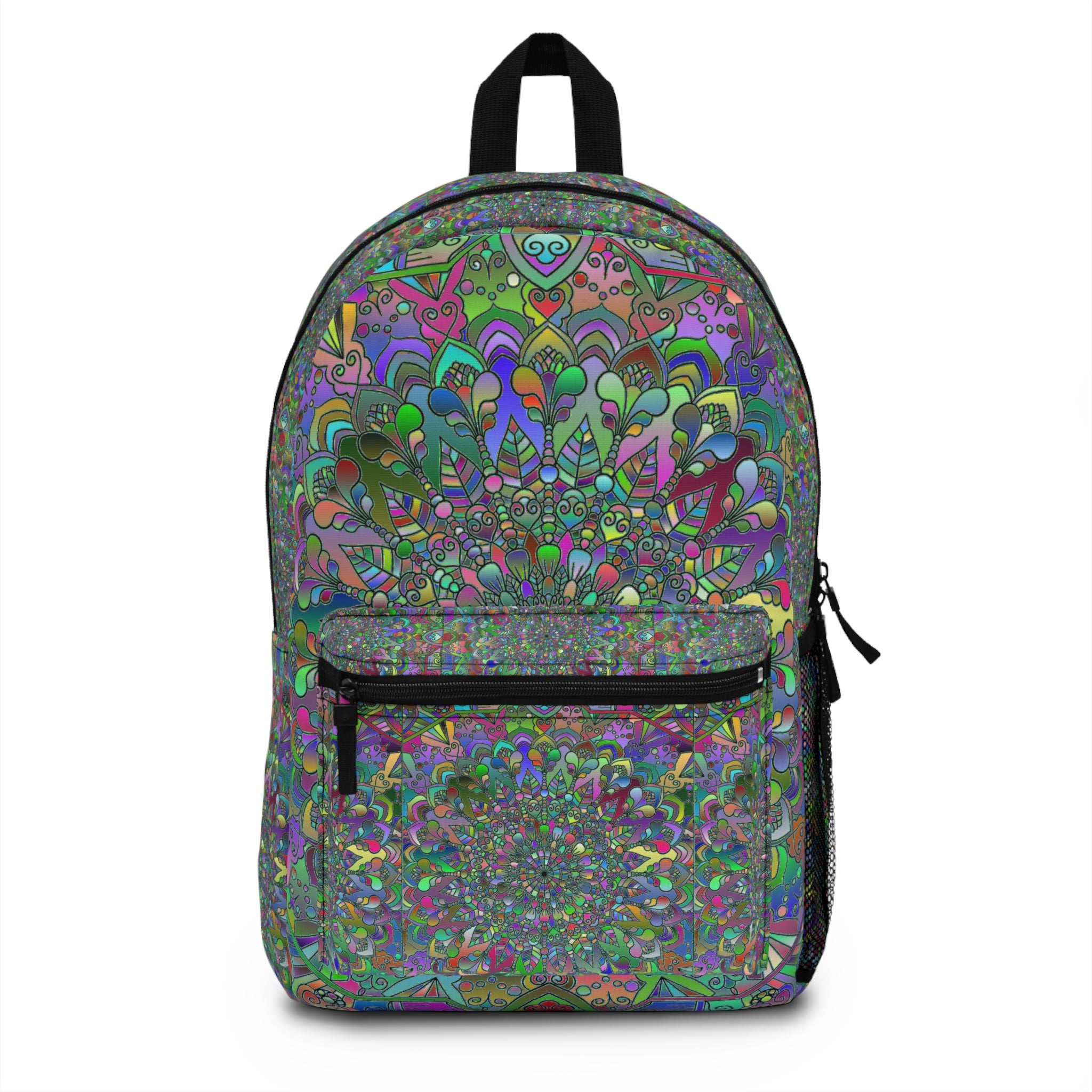 Colorful Mandala Print Backpack - Bohemian Style, Ideal for School & Adventure