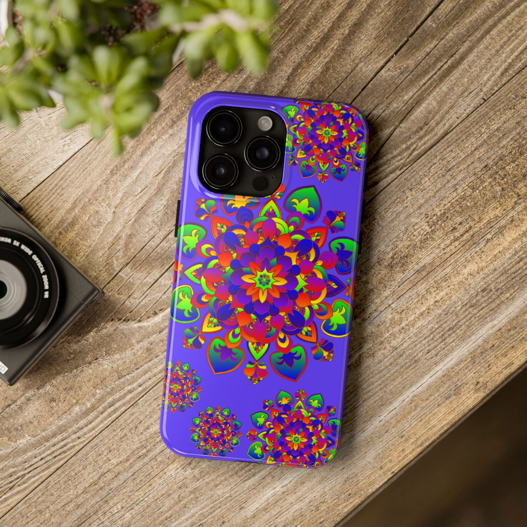 Colorful hand drawn mandala rainbow design phone case for stylish protection