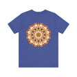  Woman wearing mandala tee while engaging in mindful activities
