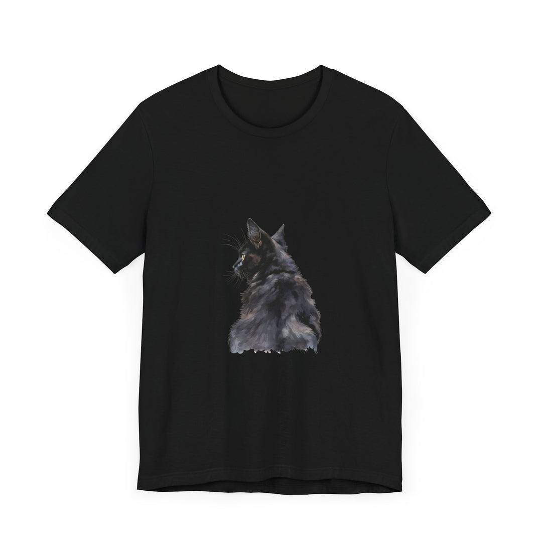 Stunning and mysterious black cat watercolor tee, perfect for animal lovers