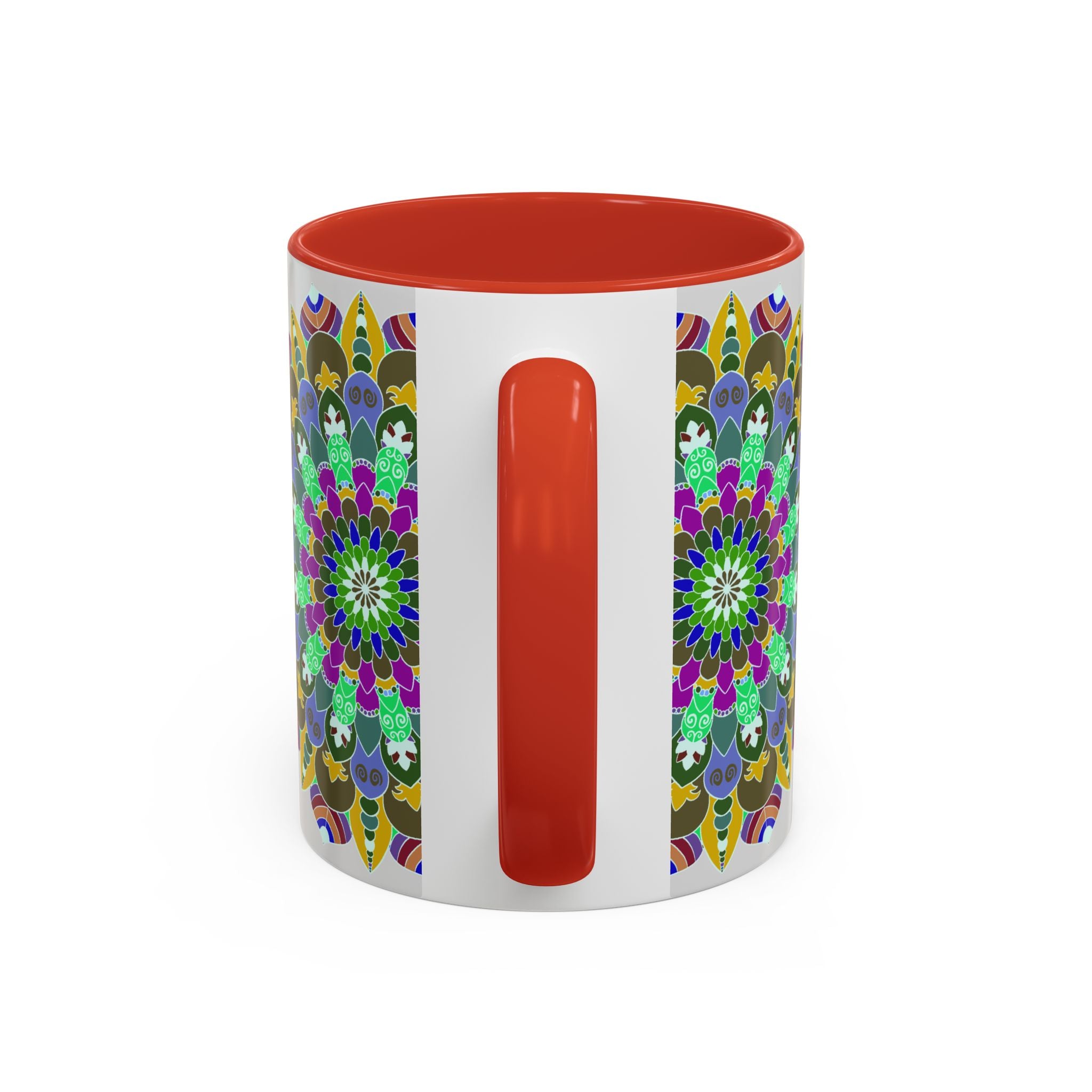 A vibrant and calming mandala art mug, featuring a beautiful and colorful design