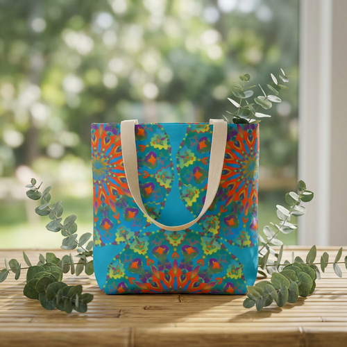 3-Piece Beach Set with Mandala Art Tote Bag, Flip Flops & Frisbee | Tropical Summer Bundle