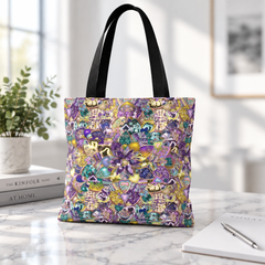 Colorful Purple Floral Pattern Tote Bag